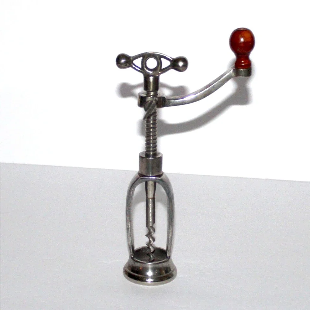 Vintage Corkscrew with handle French Style metal wood